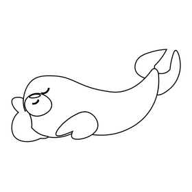 Seal cartoon drawing black and white clipart