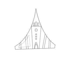 Hallgrimskirkja, Reykjavik, Iceland black and white clipart