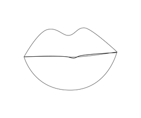 Cute lips black and white clipart