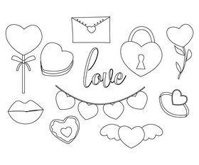 Romantic love hearts black and white vector