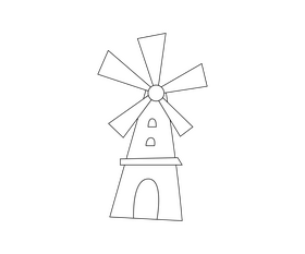 Post mill free black and white clipart