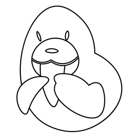 Cute seal tongue black and white clipart