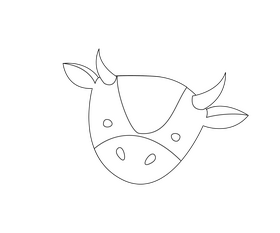 Cow face black and white clipart