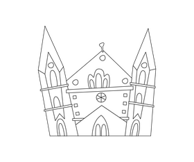 Church drawing black and white clipart