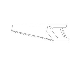 Cartoon handsaw black and white clipart