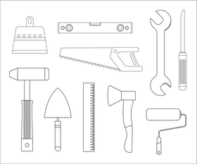 Repair tools black and white vector