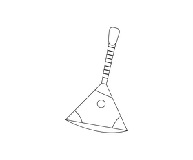 Cartoon Russian balalaika black and white clipart