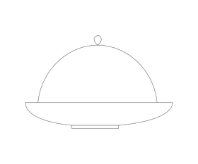 Plate with cover, serving tray black and white clipart