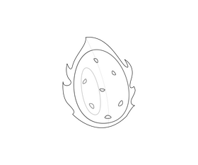 Dragon fruit illustration black and white clipart