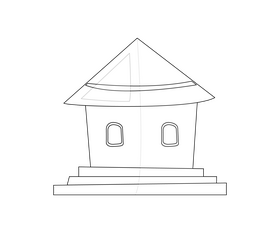 Thai house black and white clipart
