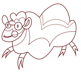 Sheep fluffy black and white clipart