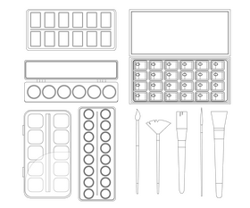 Painting watercolor tools black and white vector