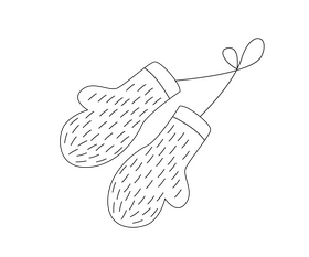 Mittens free black and white clipart