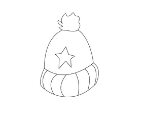 Cartoon winter hat black and white clipart