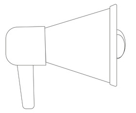 Hand megaphone speaker black and white clipart