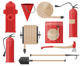 Firefighter fire safety icons vector