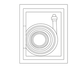 Cartoon fire hose box black and white clipart