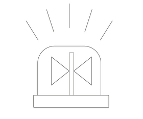 Police siren light black and white clipart