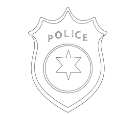 Cartoon police badge black and white clipart