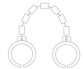 Police handcuffs drawing black and white clipart