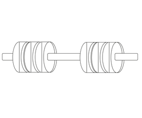 Gym barbell illustration black and white clipart