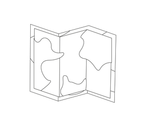 Cartoon travel map black and white clipart