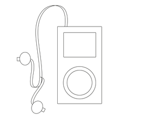 Music player, ipod drawing black and white clipart