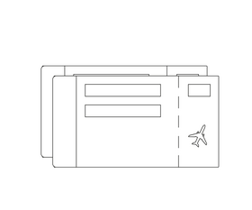Airline plane tickets black and white clipart
