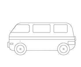 Tour bus black and white clipart