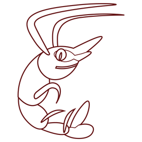 Cute shrimp smile cartoon black and white clipart