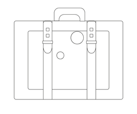 Cartoon travel suitcase black and white clipart