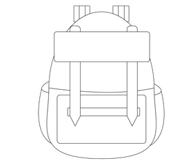 Tourist backpack black and white clipart
