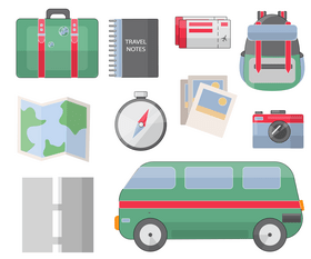 Trip, travel icons vector