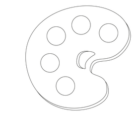 Artist paint palette black and white clipart