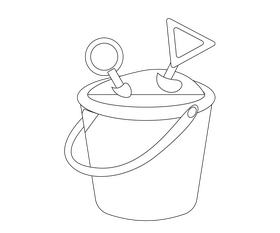 Beach sand bucket black and white clipart
