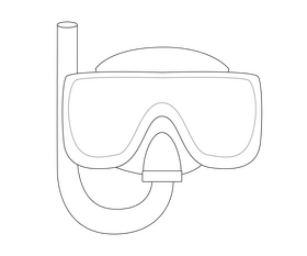 Snorkeling diving mask black and white clipart