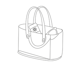 Free beach bag black and white clipart