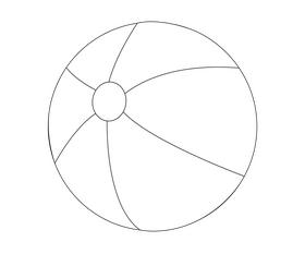 Beach ball drawing black and white clipart