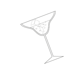 Beach martini cocktail black and white clipart