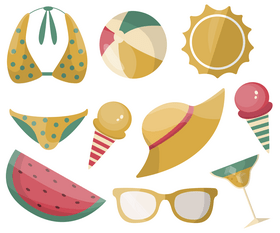 Summer beach elements vector