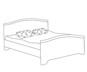 Cartoon double bed black and white clipart
