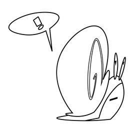 Printable snail scared black and white clipart