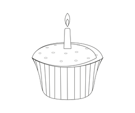Birthday cupcake black and white clipart