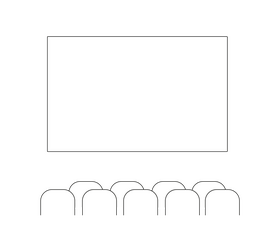 Cinema screen drawing black and white clipart