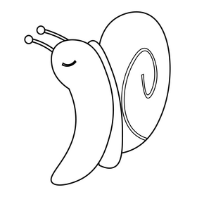 Cute snail playful drawing black and white clipart