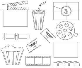 Movie and cinema black and white vector