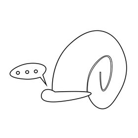 Snail hiding in shell black and white clipart