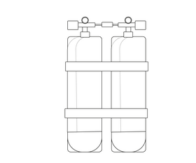 Diving oxygen tank illustration black and white clipart