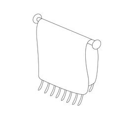 Bath towel hanging drawing black and white clipart