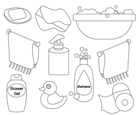 Shower elements black and white vector